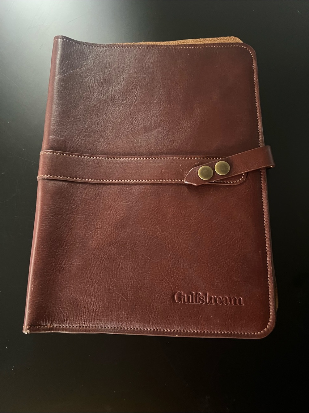 Custom brand Gulfstream full grain leather portfolio